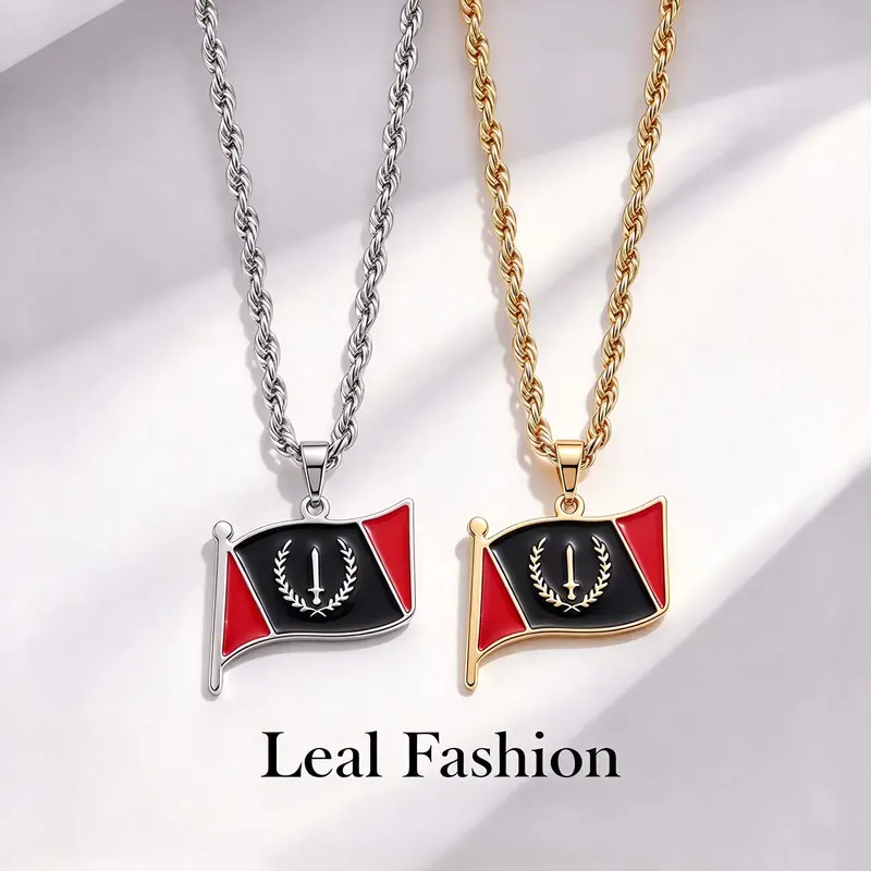 American Black Flag Necklace Stainless Steel Oil Drip Design Accessory Gift for Men and Women