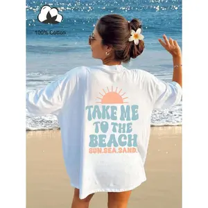 Take Me To The Beach Sunset Graphic T Shirt Unisex 100 Percent Cotton Soft Comfort Tee Summer Vacation Outfit Beach Day Casual Streetwear Gift