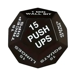 12-Sided Fitness Stress Ball with Text, 18 Jump Squats & 30 Seated Rows, Hand Grip Strength Training Equipment, Strength Training Accessory