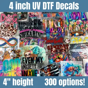 UV DTF DECALS, 4" height, Cup Decals, Cup Stickers, Cup Decor