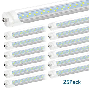 ETL 25-Pack T8 T10 T12 8FT LED Tube Light Bulbs 6000LM 6500K Daylight Cool White 50W 72W ETL Listed Remove Ballast  for Shops Garage Low Bay Ceiling Lamp Lighting
