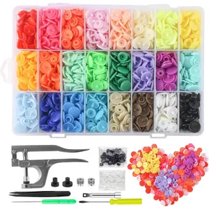 Snaps Buttons and Snap Pliers, 400 Sets 24-Colors Plastic Snaps Fasteners Kit and Tool, Plastic Snaps for Clothing,Sewing, Crafting, Diaper