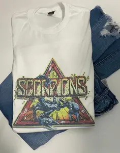 [Sale Up To 50%] Scorpions T-Shirt Rock Band Unisex Vintage White Tee | Classic Heavy Metal Scorpion Graphic, Retro 80s Rock Style Shirt
