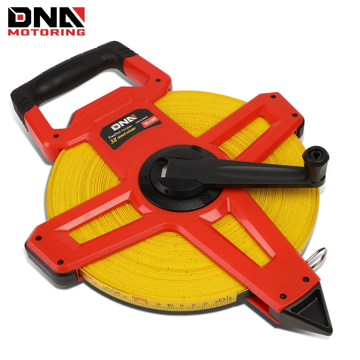 Heavy Duty Durable Tape Measure - Contractor-Grade Open Reel Car Repair & Inspection Tool Kit, 1/2" x 330 Ft Reel, Fiberglass Material, High-Impact ABS, Easy-to-Read Markings, Orange/Yellow