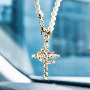 Crown Design Car Hanging Ornament, Rhinestone Decor Car Rearview Mirror Hanging Pendant, Universal Car Interior Decoration Accessories, Car Accessory