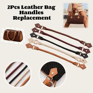 2pcs PU Leather Bag Handle Replacement Straps Suitable for Woven Tote Bags, Handbags, DIY Handmade Bag Accessories - PU Leather Shoulder Straps Compatible for Tote Bag Refurbishing, Easy Install for Handbag & Crafting, DIY Wallet Making
