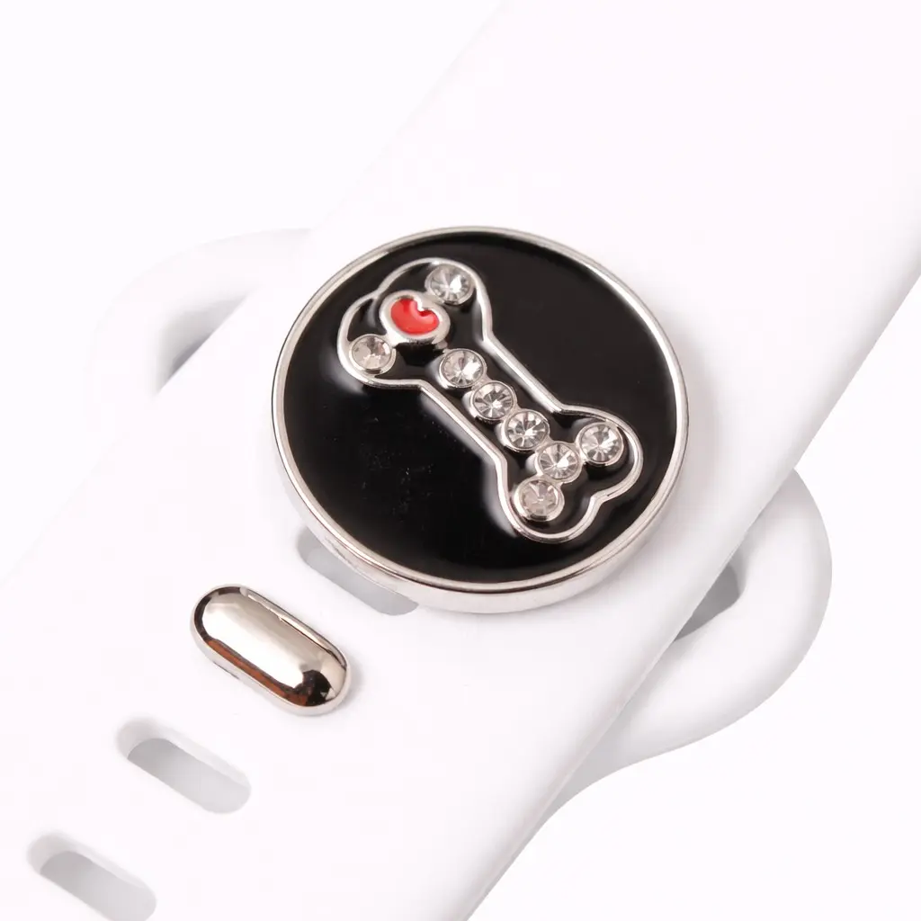 Black Dog Bone Watchband Jewelry Charm Snap-On for Apple Fitbit Galaxy Garmin Watch Bands Comfortable & Stylish Accessory