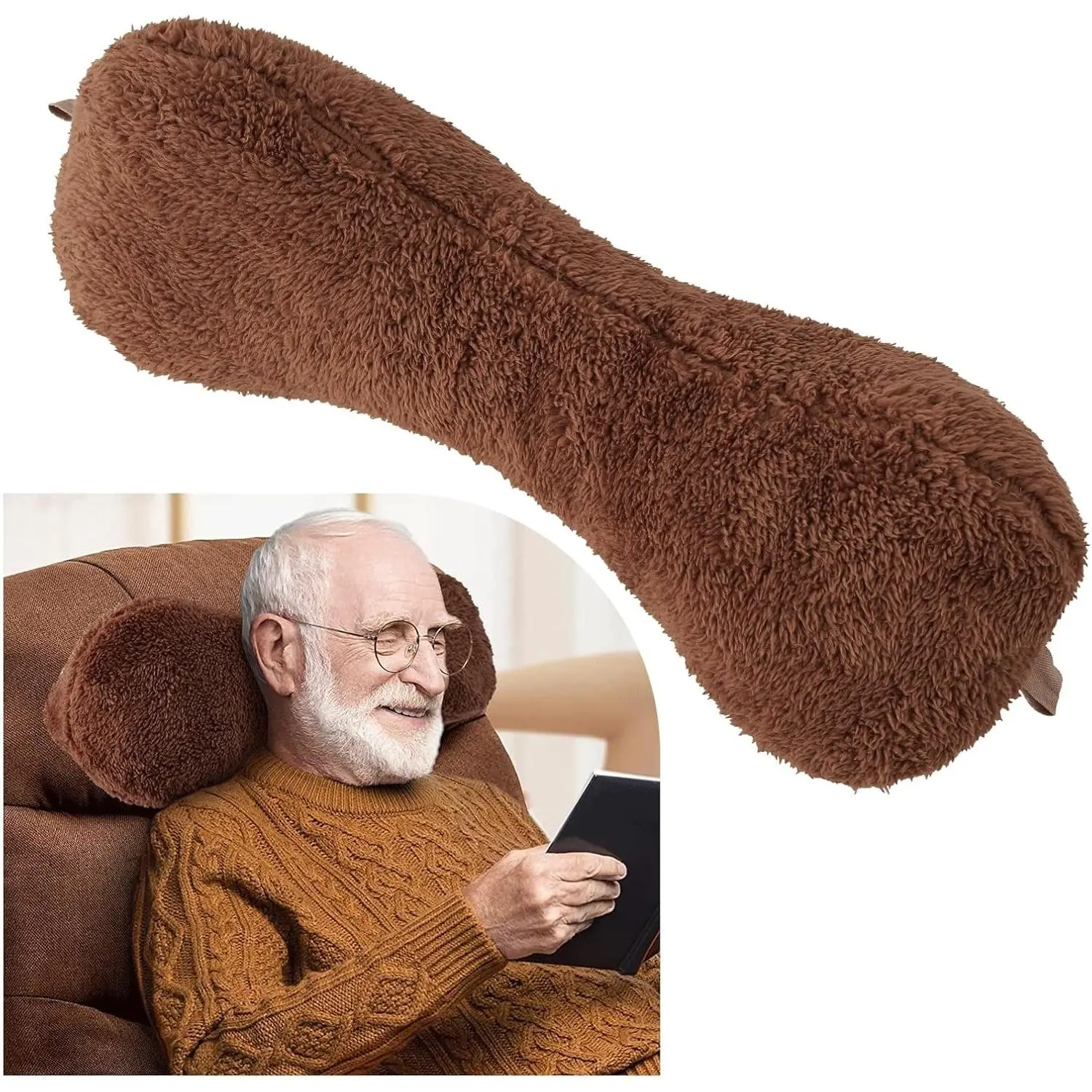 Recliner Neck Pillows Adjustable Shredded Cotton Headrest Pillows for Recliner Chairs,  Neck Support Pillow for Travel Home Sofa Armchair with Zipper Cover(Dark Brown)