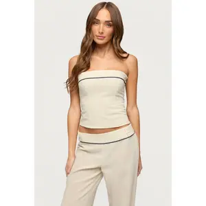Dorine Contrast Woven Strapless Top