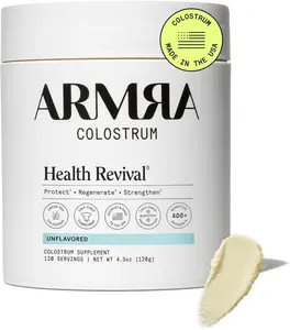ARMRA Colostrum Powder | Unflavored | Gut Health & Bloating | Skin & Hair | Immunity | Keto, Gluten & Fat-Free | 120 Servings
