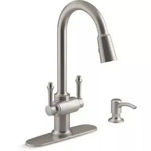 Kohler R22969-SD-VS | Thierry 2 Handle Pull-Down Kitchen Faucet in Vibrant Stainless
