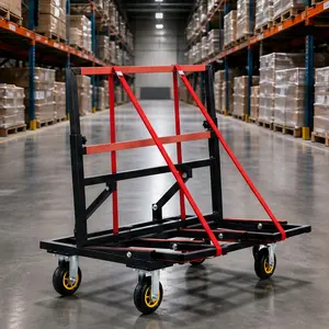ARCH Folding Drywall Dolly Cart - 2000 lbs Load Capacity Steel Adjustable Rolling Cart with Expandable Deck, Back Frame, 4x6 PU Casters with Brakes, 2 Tie-Down Straps, Black (30w x 36d x 39h in) for Home Plywood, Moving Doors