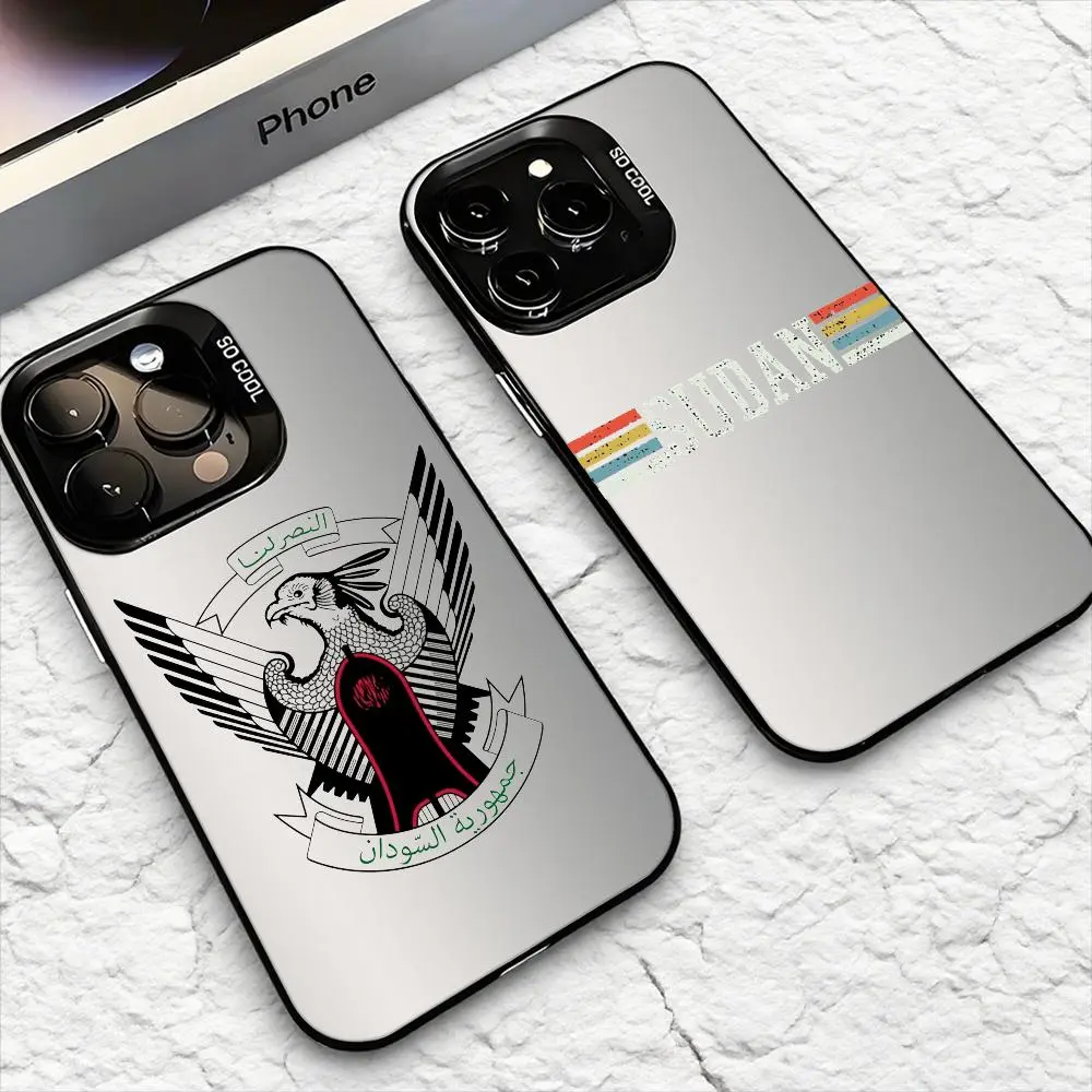 Flag Of Sudan Pattern Phone Cases For iPhone 17 Promax Pro Air 16 Plus 15 14 13 12 11 Multicolor Matte Laser Aurora Shockproof Funda Cover