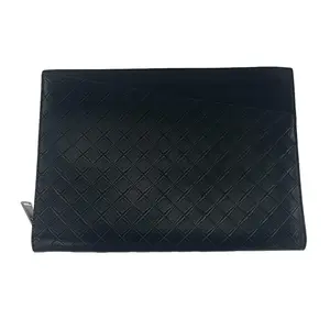 Pre-owned BOTTEGA VENETA leather Small Leather Goods Black Intrecciato Clutch B26050369