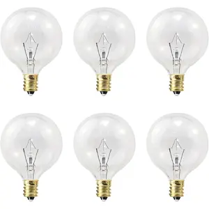 Wax Warmer Light Bulbs, G50 25 Watt for Full Size Scentsy Warmers, G16.5 Globe E12 Base Clear - Long Life-Span and Melt Wax Fast, 120 Volt (6 Pack)