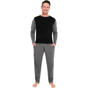 Mens Pajama Set, Soft Long Sleeve Loungewear for Men & Teens