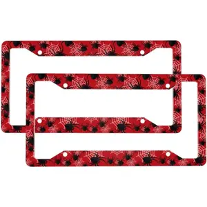 2 Pcs Car License Plate Frames for Women Men - Solid Aluminum A Web with A Spider License Plate Cover for Vehicle Car Accessories for Women Men with Fasteners and Screws Protector