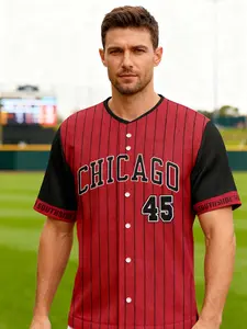 Chicago Baseball Vintage Jersey, Michael Jordan Custom Stripe T-Shirt, Lightweight Breathable, Sporty Fitted Design, All Seasons Gift