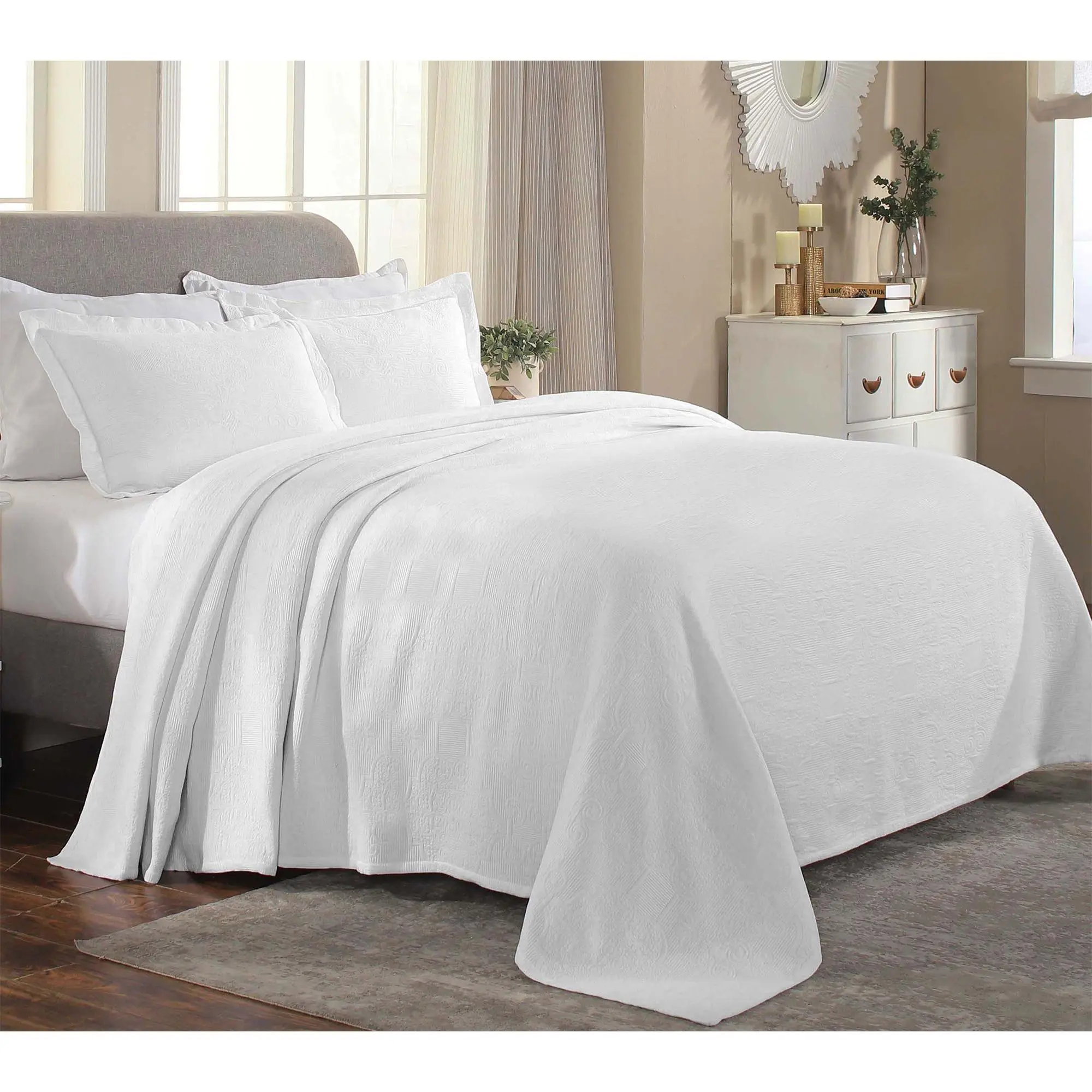 Superior Florin Cotton Medallion Bedspread Set-Full Superior Florin Cotton Medallion Bedspread Set-Full