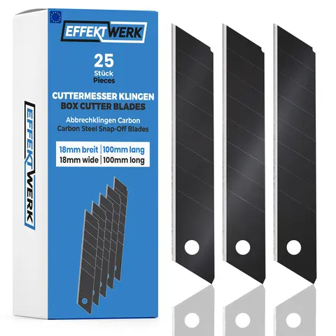 Effektwerk Carbon Steel Snap-Off Replacement Blades for All-Purpose Cutting Knives, Robust Office Cutting Supplies, Office Gadgets