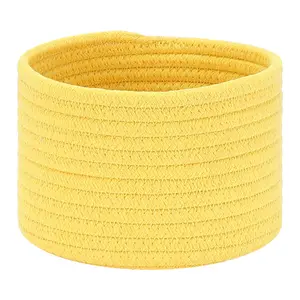 REGALWOVEN Woven Storage Basket, Shelf Closet Storage Bin for Key Tray Bowl for Entryway Desk, Catchall Home Decor 6.3*6.3*4.3in Yellow