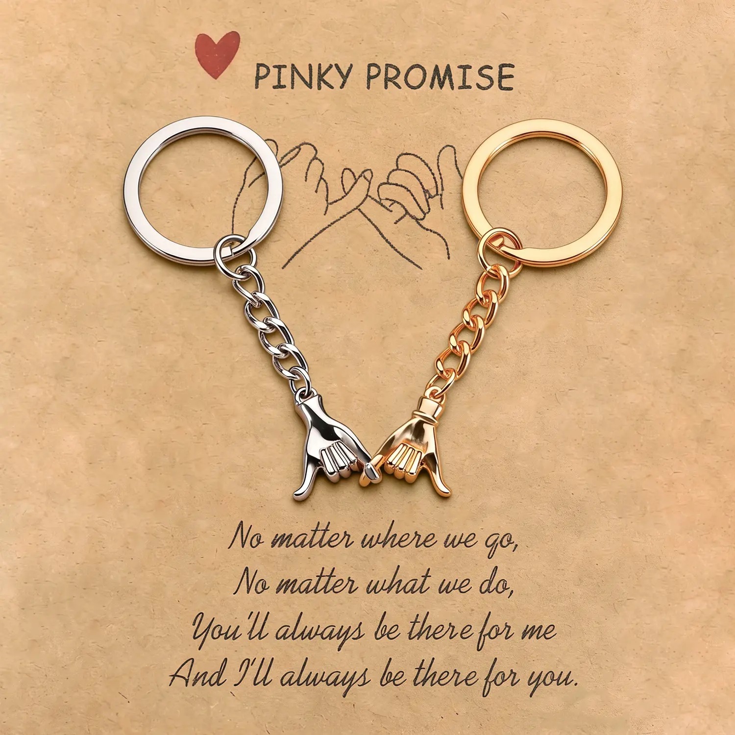 2PCS Pinky Promise Matching Keychains for Couple Friends Family, Aesthetic Broken Heart Gap Puzzle Bestie Gifts for Him Her BFF Valentine's Day Birthday