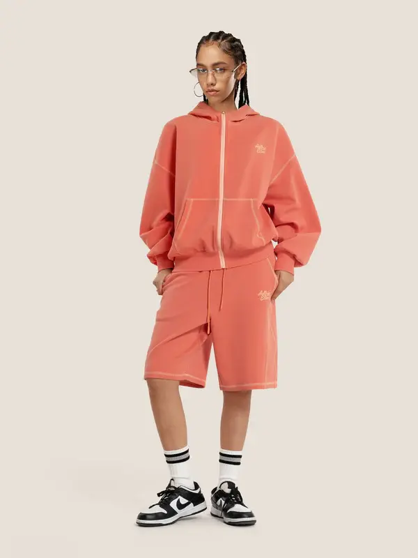 Aelfric Eden Cloud Boxy Sweat Set Contrast Stitch Zip-Up Jacket