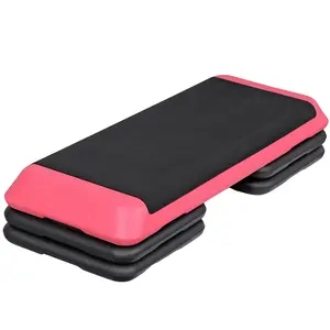 SUPERDEAL 43'' Aerobic Exercise Step Platform Adjustable Fitness Step W/4 Risers Home Gym, Pink