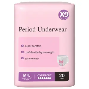 Super Comfortable Period Underwear | Easy to Wear Disposable Period Pants | Confidently Dry Overnight | 20 Count M/L | Leakproof Sanitary Panties for Teens & Adults