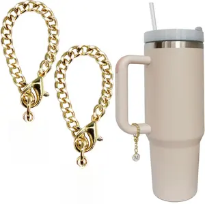 Letter Charm Accessories for Stanley Cup 2PCS Initial Name ID Personalized Handle Charm for Stanley Tumbler 30 oz 40 oz Quality Alloy Shiny Durable 4.5" Long Chain Gift for Mothers Day Birthdays Anniversaries