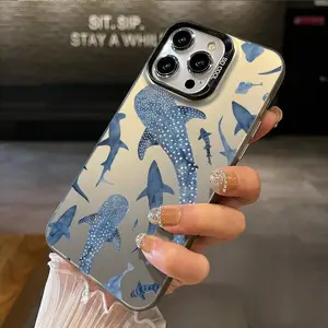 Whale Shark Wonders Pattern Phone Case for iPhone 17 16 15 14 Pro Max 13 12 11 XR XS Plus E Shockproof Non Slip Military-Grade Protection Slim Cover Cellphone Protective