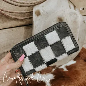 Stockyard Checkered Cowhide Wallet