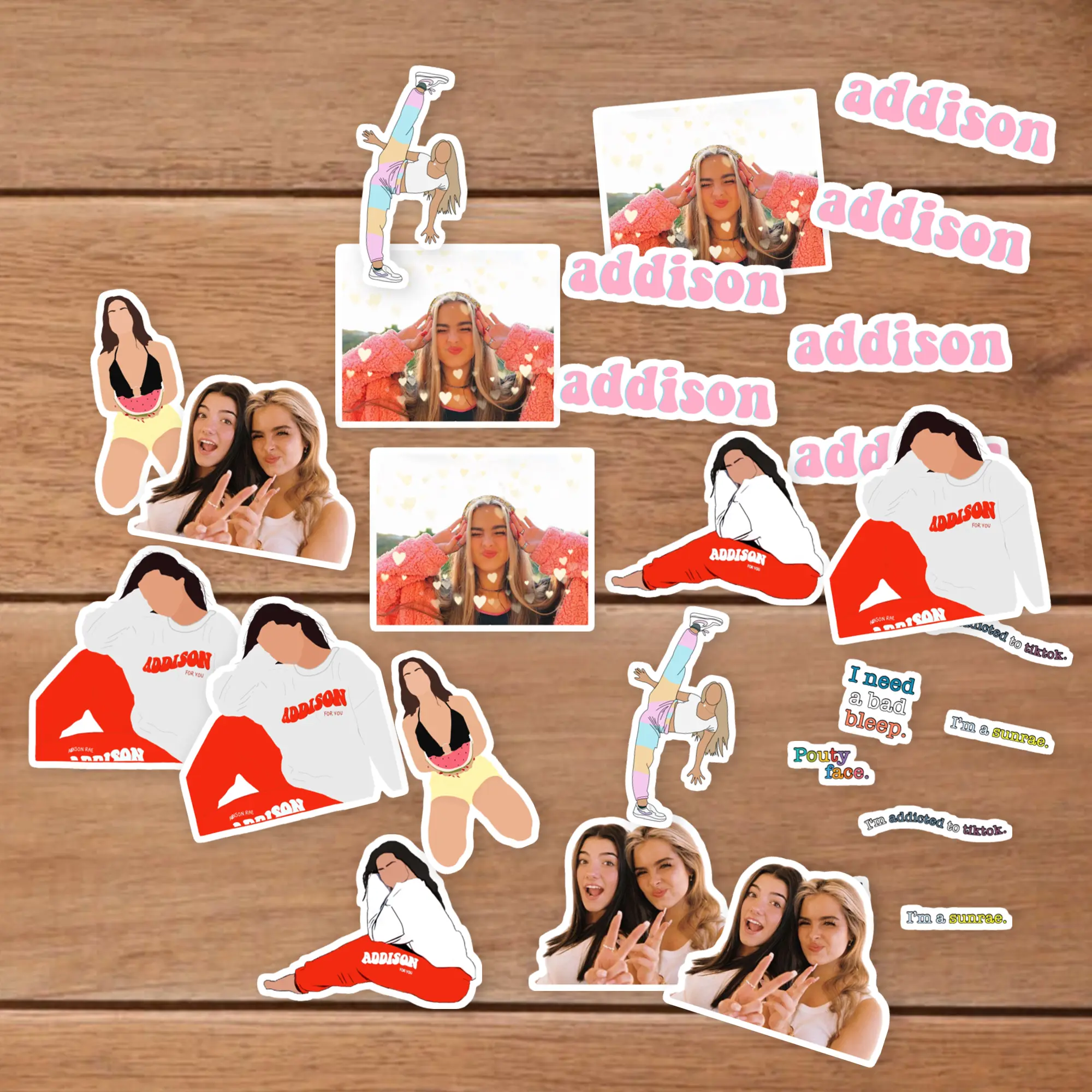 Stickers Pack 20 Pcs Addison Luggage Vinyl Bike Rae Bottle Bumper Guitar Laptop Aesthetic Water Car Skateboard Waterproof Colorful