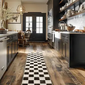 1pc Checkered Long Rug, Checkered Area Rug, Multiple Colors Available, Soft Durable Washable Carpet for Home Decor, Suitable for Hallway Kitchen Bedroom Dining Room Balcony