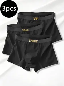 Men's Simple Plain Boyshorts, Breathable Comfortable Four-Way Stretch, Slim Fit Casual Underwear, All-Season Wear (3 Pack)