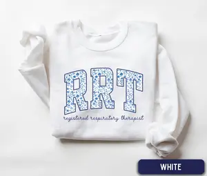 RRT Sweatshirt / Short Sleeve T-SHIRT , Registered Respiratory Therapist, Floral RRT Shirt, Respiratory Therapist Gift, Blue Toile Medical