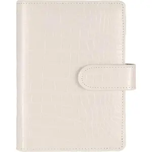 A5 6 Ring Binder Cover Crocodile - Large PU Leather Notebook Binder with  Snap Buckle, Refillable Budget Planner, Beige