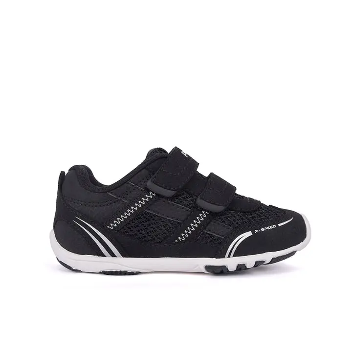 Pediped Jayce Speed Flex  Black Kids Shoes with Breathable Mesh Secure Straps & Flexible Grippy Sole for Healthy Foot Development