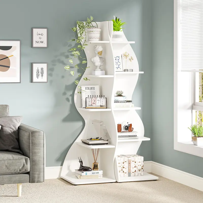 Tribesigns Modern 5-Tier Corner Bookshelf for Home Decor