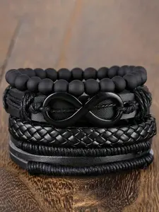 Men's Vintage Leather Bracelets Set, Adjustable Stackable Design, Perfect Gift for Birthdays Parties Dates, Daily Wear Accessories