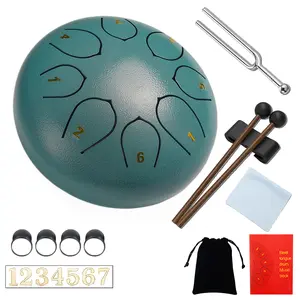 Rain Drum for Outside Garden, 6 Inches 8 Notes Steel Tongue Chakra Drums, Waterproof Meditation Rain Chime, Musical Instruments for Adult Gift with Bag, Music Book, Drum Mallets