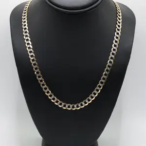 14K Gold 7mm Solid Cuban Diamond Cut Chain - Size 24” Luxurious, Durable, Flashy Jewelry