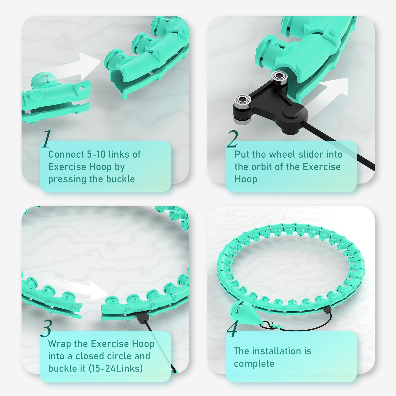 Weighted Circle for Adults Fitness, 51 Inch with Sweat Belt, Include 27 Detachable Links  for Women  exercise Hoop Plus Size