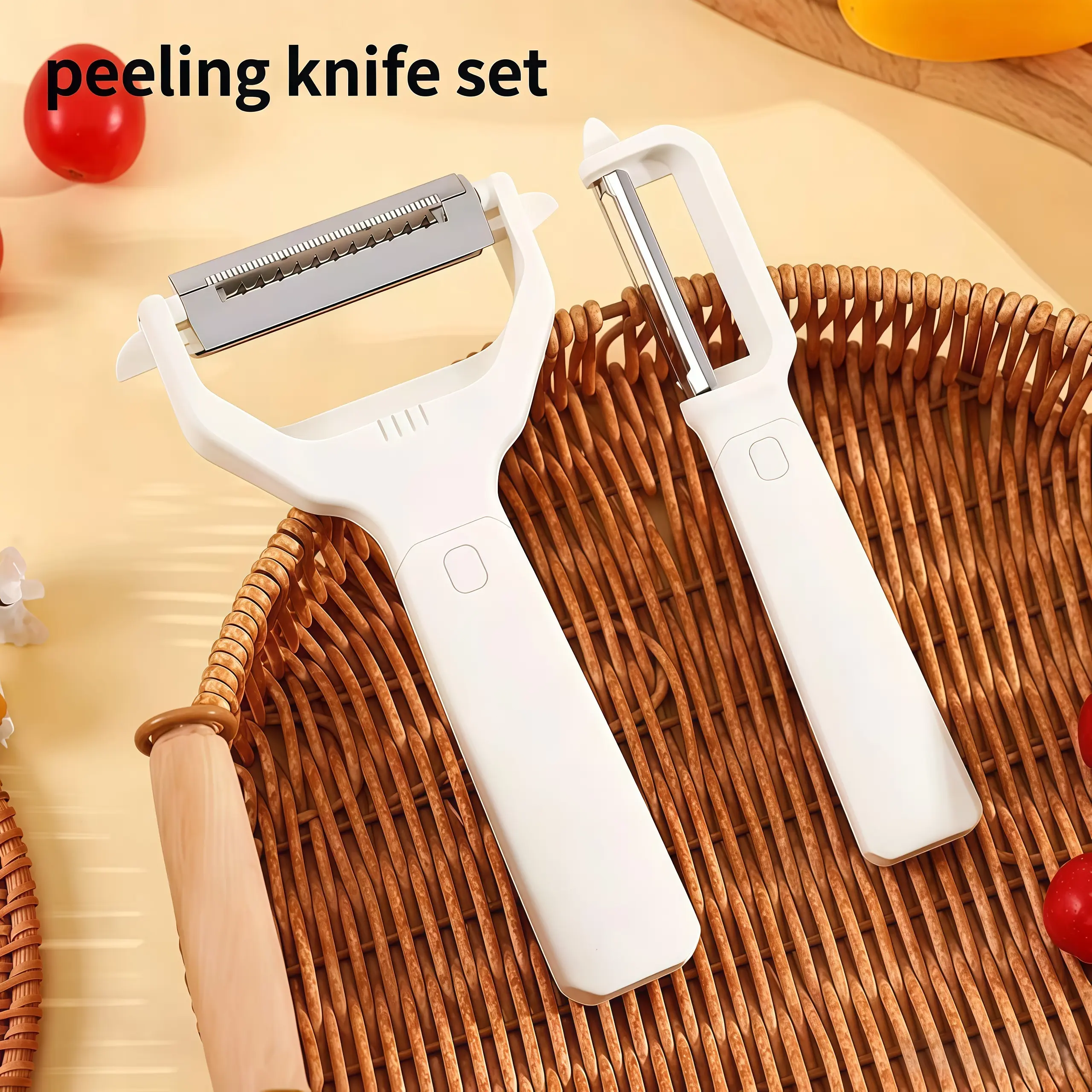 A 2-in-1 vegetable peeler, kitchen multifunctional vegetable peeler, ergonomic fruit, ginger, carrot, vegetable, and potato peeler suitable for daily cooking, plastic handle, stainless steel blade, melon and fruit planer, kitchen small tool