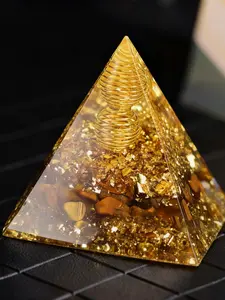 Handmade Resin Epoxy Stone Crystal Pyramid Ball Decorative Item, Home Desktop Ornament, Crystal Orgon Pyramid, Unique Gift Idea