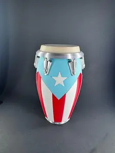 Puerto Rico Conga Piggy Bank Colorful 3D Printed Design with Flag & Yellow Drum Durable PLA Perfect for Cultural Events & Gifts Matte Ornaments Decor Lightweight 7 Inches