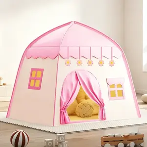 Kids' Party Play Tent | Indoor Playhouse | Pink Princess Castle w/ Pink Flower Design | Early Learning & Imaginative Toy | Kids' Secret Base | Holiday Gift | No Accessories or Lights