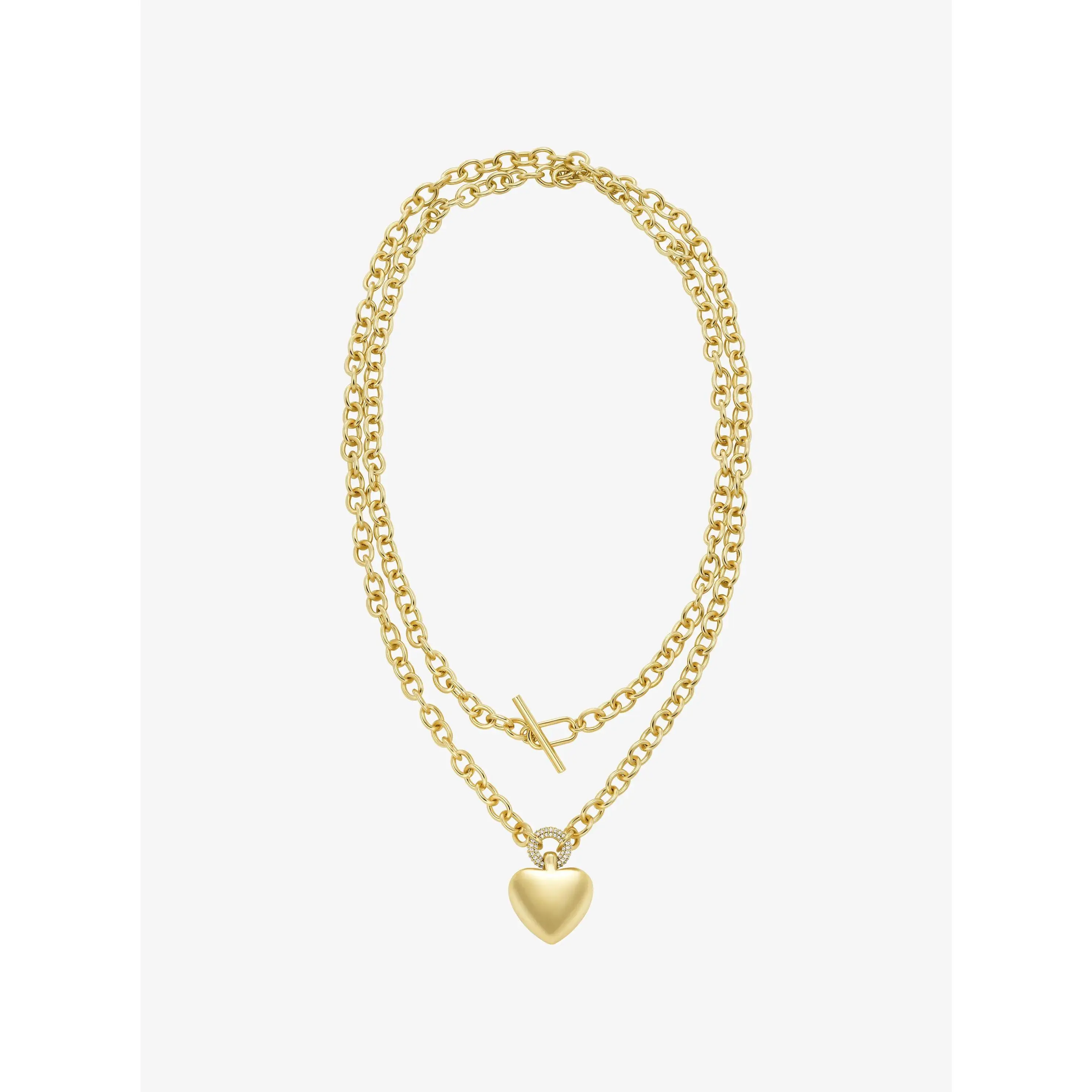Pavé Puffy Heart Pendant Necklace