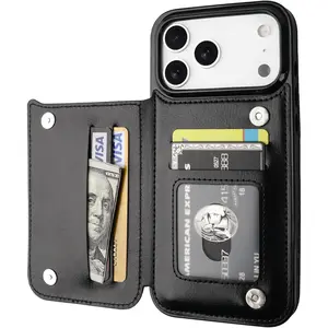Compatible with iPhone 17 Pro Max Wallet Case with Card Holder, PU Leather Stand Card Slot Protective Case, Dual Magnetic Clasp and Durable Shockproof Protective Case 6.9inch (Black)