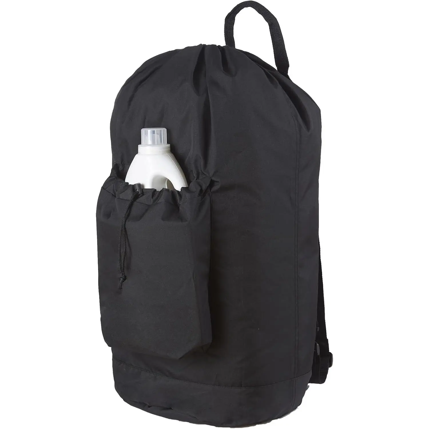 Laundry Backpack Bag, Dirty Clothes Travel Laundry Bag with Shoulder Straps for College Dorm Room (Black)